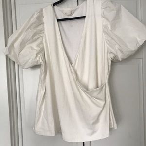 Puff Sleeve V Neck Anthropology Blouse